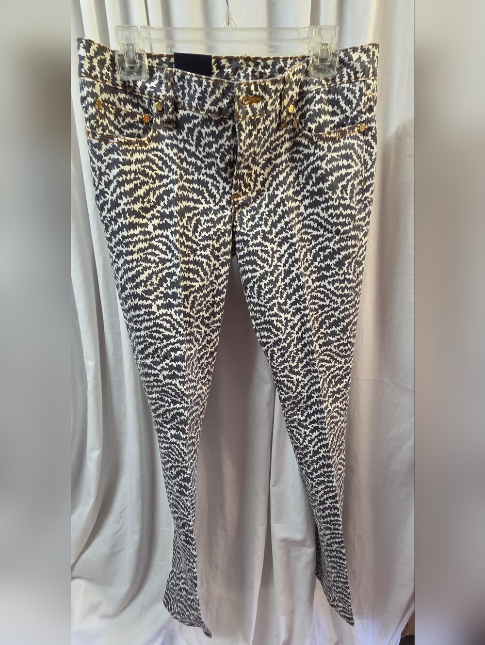 Tory Burch Black and White Patterned Skinny Jeans